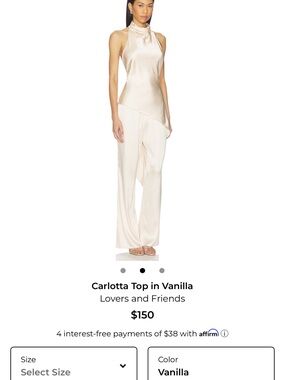 Lovers + Friends Carlotta Wide-Leg Satin Pants in Vanilla SET